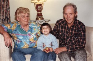 Me with my grandma, Theresa, and grandpa, Angus. 1996
